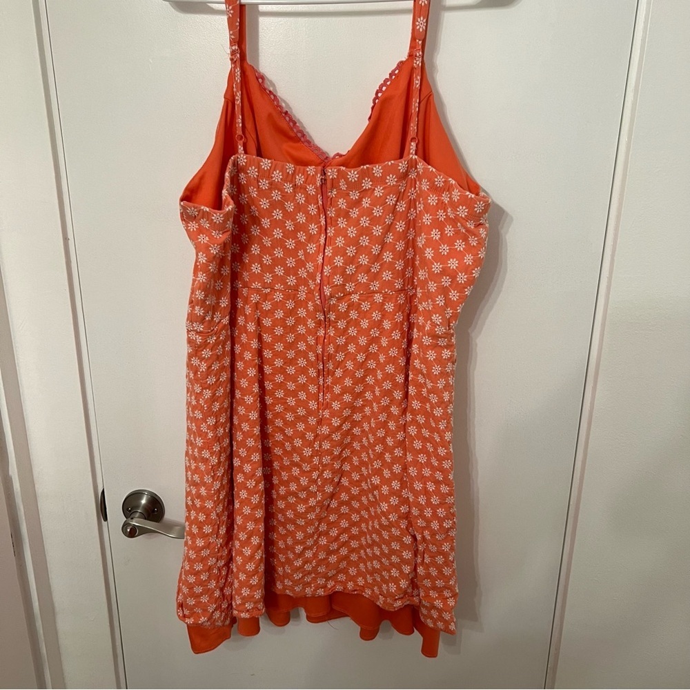 Trixxi Sun Dress Orange Peach White Embroidered Flowers 3X spaghetti straps - Picture 11 of 12